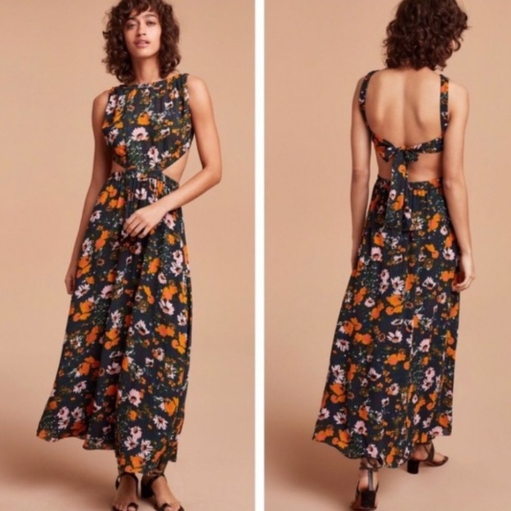 Aritzia Wilfred Pascal floral maxi backless dress size M